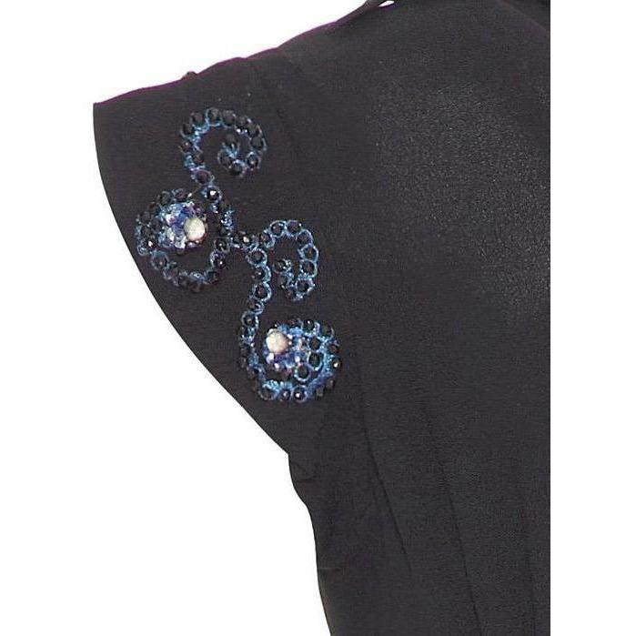 ARCHIVE - 1930s Blue and Black Beaded Crepe Dress