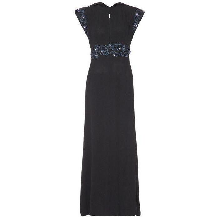 ARCHIVE - 1930s Blue and Black Beaded Crepe Dress