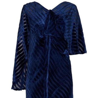 ARCHIVE - 1930s Blue Burnout Velvet Gown With Train