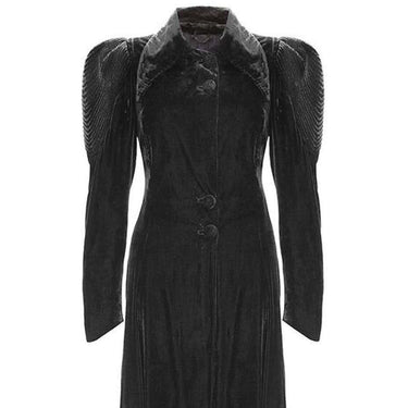 ARCHIVE - 1930s Floor Length Art Deco Black Panne Silk Velvet Coat