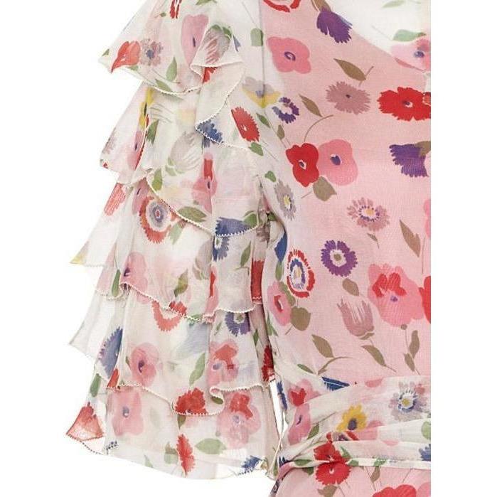 ARCHIVE - 1930s Floral Print Ruffle Sleeve Dress