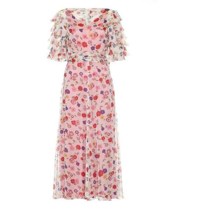 ARCHIVE - 1930s Floral Print Ruffle Sleeve Dress