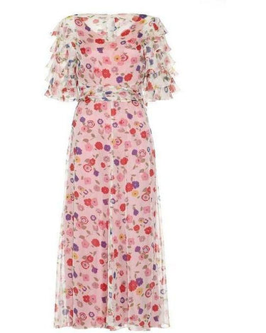 ARCHIVE - 1930s Floral Print Ruffle Sleeve Dress