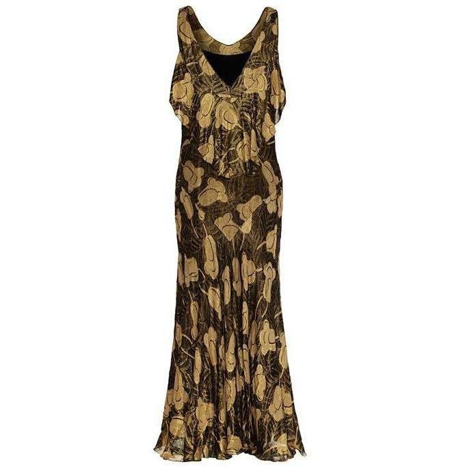 ARCHIVE - 1930s Gold and Black Vintage Lamé Gown