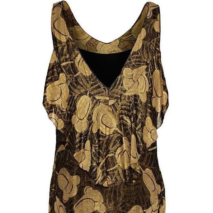 ARCHIVE - 1930s Gold and Black Vintage Lamé Gown
