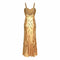 ARCHIVE - 1930s Gold Beaded Liquid Satin Evening Gown
