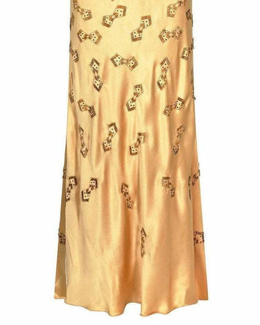 ARCHIVE - 1930s Gold Beaded Liquid Satin Evening Gown