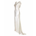 ARCHIVE - 1930s Ivory Satin Wedding Dress with Cowl Neck and Beading