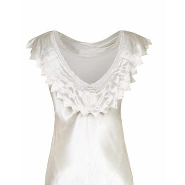 ARCHIVE - 1930s Ivory Satin Wedding Dress with Cowl Neck and Beading