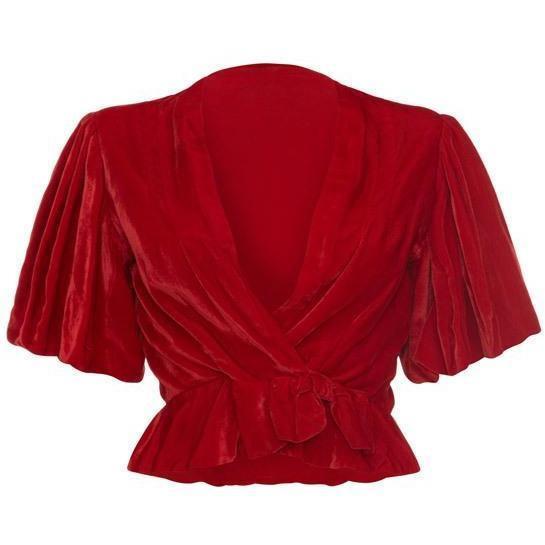 ARCHIVE- 1930s Red Silk Velvet Jacket