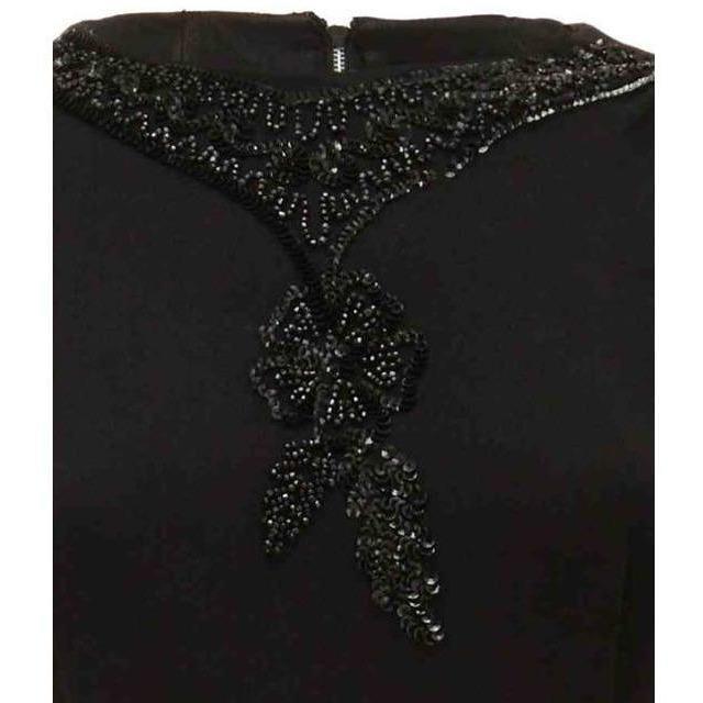ARCHIVE - 1940s Black Crepe Vintage Dress with Floral Beading