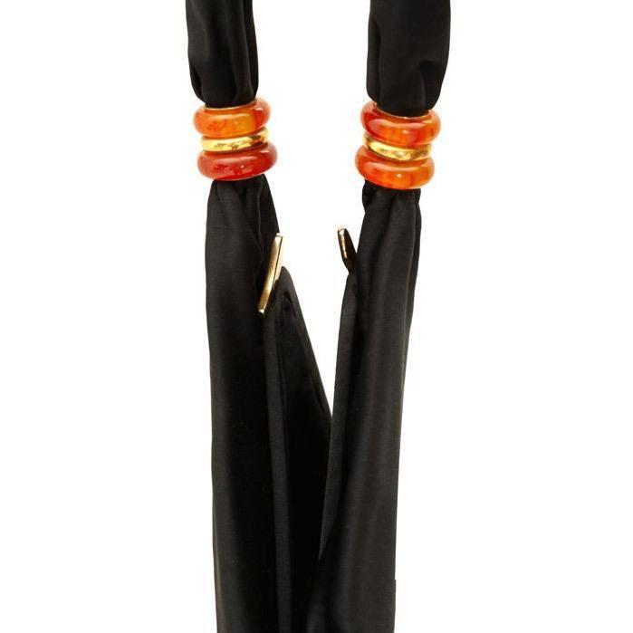 ARCHIVE - 1940s Black Satin Conical Bag with Lucite Clasp