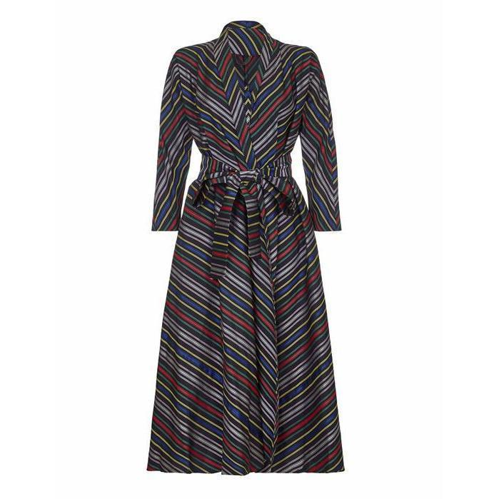 ARCHIVE - 1940s Black Striped Hostess Dress Coat