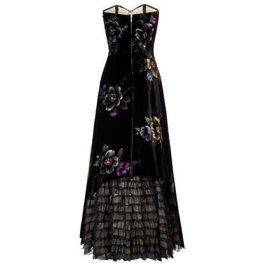 ARCHIVE - 1940s Black Velvet Hand Painted Dress
