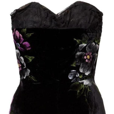 ARCHIVE - 1940s Black Velvet Hand Painted Dress