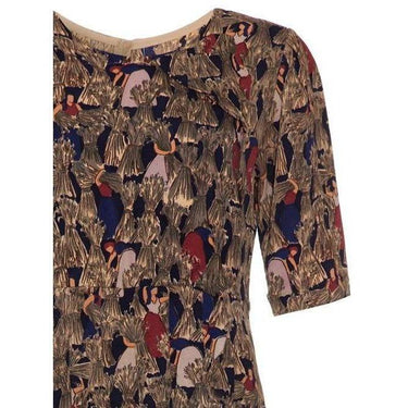 ARCHIVE - 1940s Crepe Dress with Farm Scenes