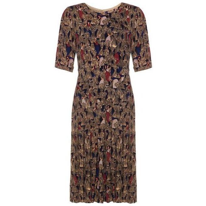 ARCHIVE - 1940s Crepe Dress with Farm Scenes