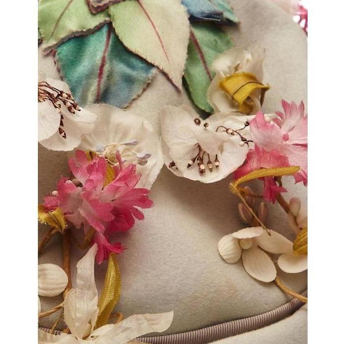 ARCHIVE - 1940s Floral Grey Felt Vintage Hat
