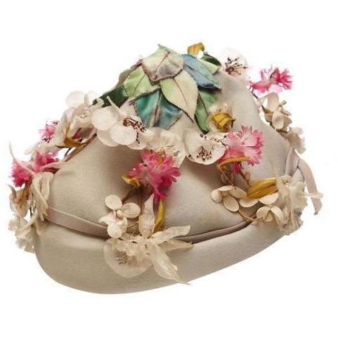 ARCHIVE - 1940s Floral Grey Felt Vintage Hat