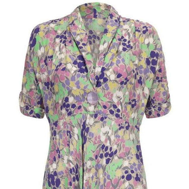 ARCHIVE - 1940s Grey Floral Print Dress