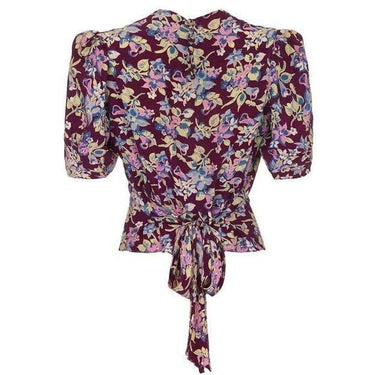ARCHIVE - 1940s Purple Floral Silk Blouse