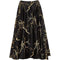 ARCHIVE - 1950s Black Silk Skirt with Gold Motif