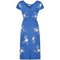 ARCHIVE - 1950s Blue Linen Dress With White Lace Applique