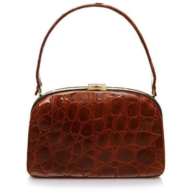 ARCHIVE - 1950s Brown Crocodile Skin Bag