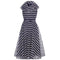 ARCHIVE - 1950s Navy and White Striped Dress with Bow Pattern