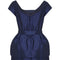 ARCHIVE - 1950s Navy Silk Dress With Tiered Petal Skirt And Peplum Waistband