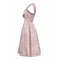 ARCHIVE - 1950s Pale Pink and Gold Brocade Rose Print Couture Dress With Bow