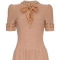 ARCHIVE - 1950s Pink Taupe Knitted Dress with Ribbon Detail