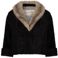 ARCHIVE - 1950s Schiaparelli Black Textured Velvet Jacket With Fur Collar