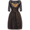 ARCHIVE - 1950s Sheer Black Dress With Rose and Leaf Print