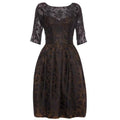 ARCHIVE - 1950s Sheer Black Dress With Rose and Leaf Print