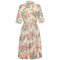 ARCHIVE - 1950s Silk Day Dress with Floral and Country Scene Print