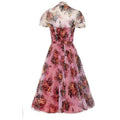 ARCHIVE - 1950s Suzan Novell Pink Floral Organza Dress