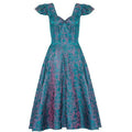 ARCHIVE - 1950s Teal and Fuchsia Brocade Cocktail Dress