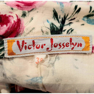 ARCHIVE - 1950s Victor Josselyn Cream and Pink Floral Print Cotton Dress