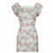 ARCHIVE - 1950s White Velvet Embossed Floral Print Dress