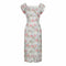 ARCHIVE - 1950s White Velvet Embossed Floral Print Dress