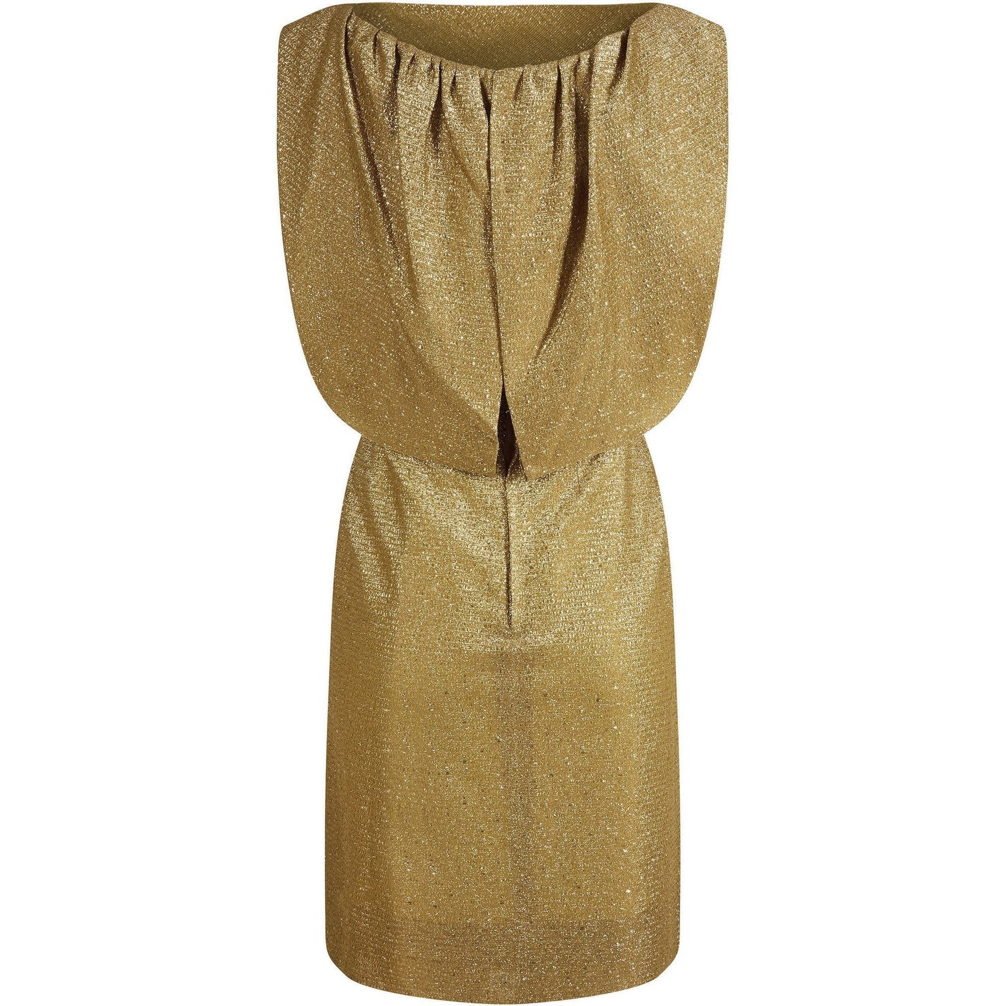 ARCHIVE - 1950s Worth British Haute Couture Gold Lamé Cocktail Dress with Cape