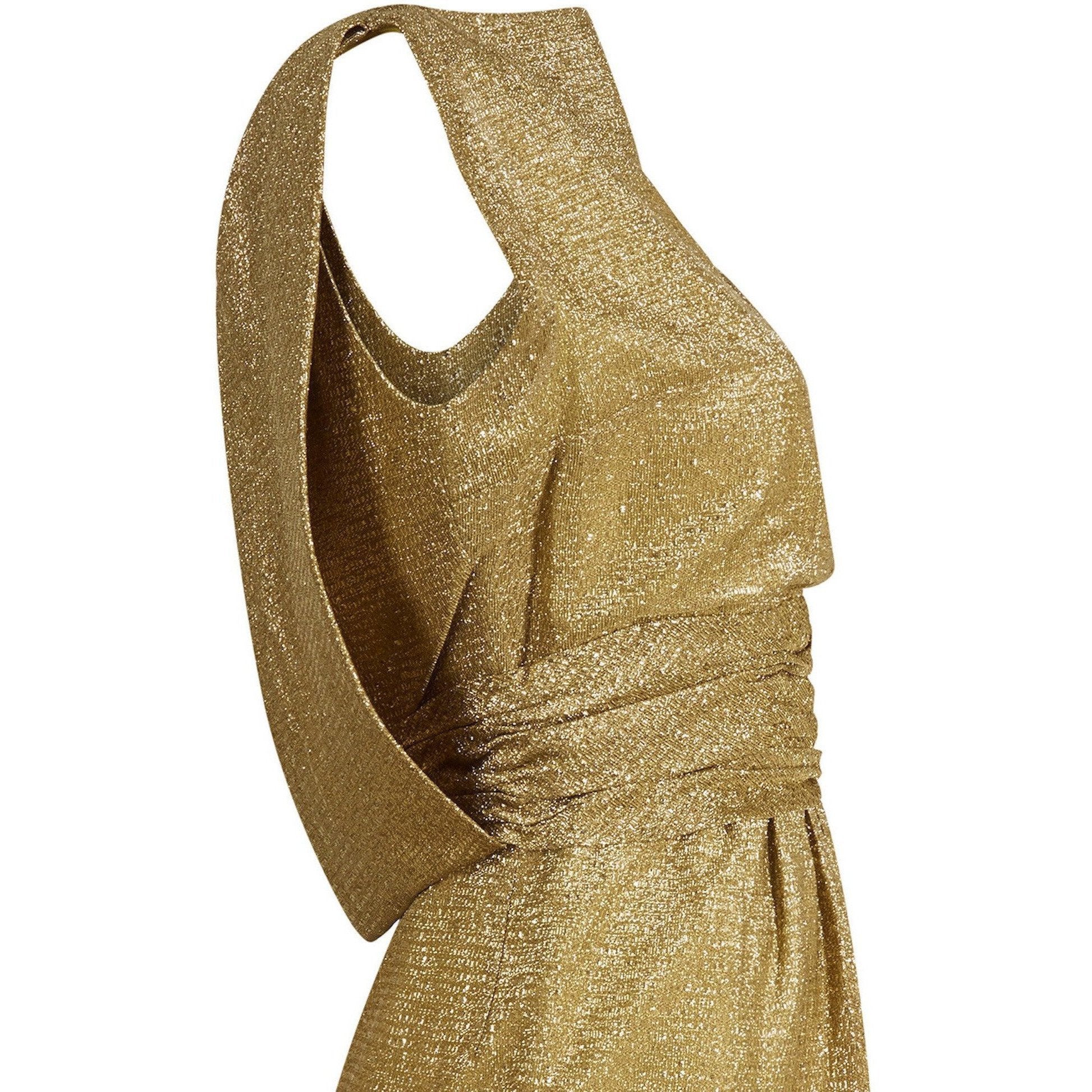 ARCHIVE - 1950s Worth British Haute Couture Gold Lamé Cocktail Dress with Cape