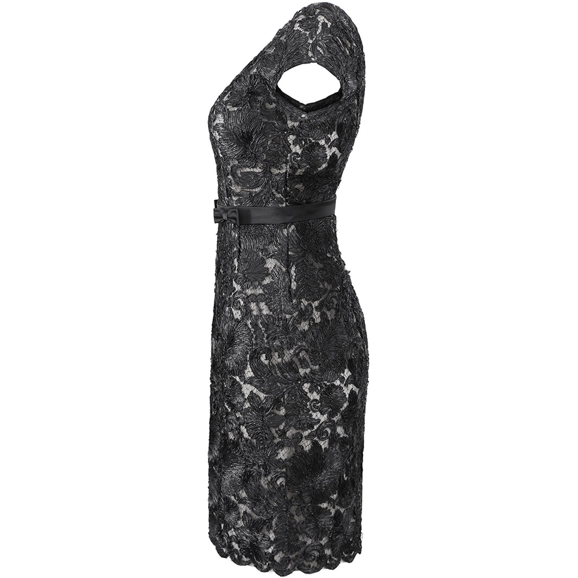 ARCHIVE - 1950s Worth Demi Couture Black Raffia Cocktail Dress With Silk Belt Detail