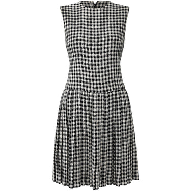 ARCHIVE - 1960s Anne Fogarty Wool Monochrome Check Twin Set With Black Patent Trim
