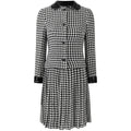ARCHIVE - 1960s Anne Fogarty Wool Monochrome Check Twin Set With Black Patent Trim