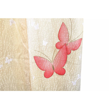 ARCHIVE - 1960s Cream Silk Kimono With Pale Pink Butterfly Print