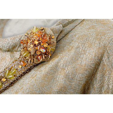 ARCHIVE - 1960s Gold Lamé Jacket With Beaded Trim and Bishops Sleeves