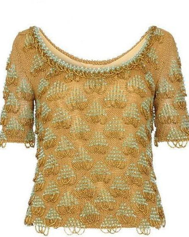 ARCHIVE - 1960s Gold & Turquoise Beaded Top