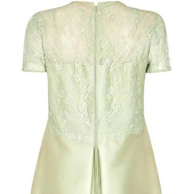 ARCHIVE - 1960s Green Silk Dress With Lace Overlay CIRCA VINTAGE ARCHIVE - 1960s Green Silk Dress With Lace Overlay CIRCA VINTAGE